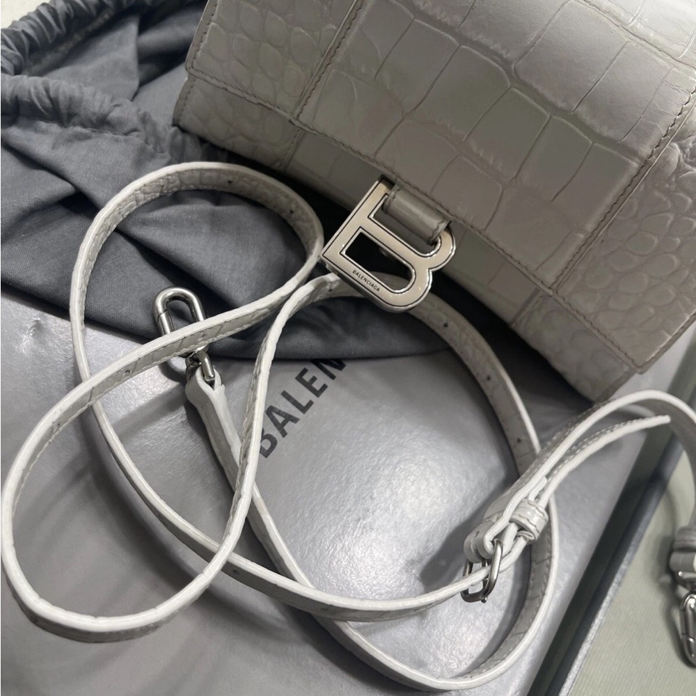 Balenciaga White Croc-Embossed Crossbody Bag - Picture 2 of 13